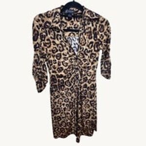 INC International Concepts Cheetah Business Dress Button Down in Front Sz Small